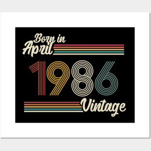 Vintage Born in April 1986 Posters and Art